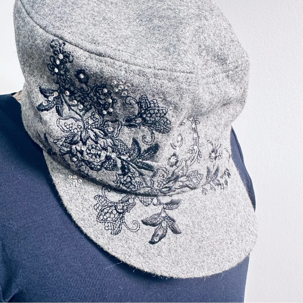 Scala Beret Hat with Embellishments and Scarf